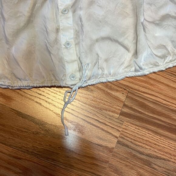 Urban Outfitters White Top, Blouse, Drawstring Waist, Long Sleeve Shirt, Large - Picture 4 of 7